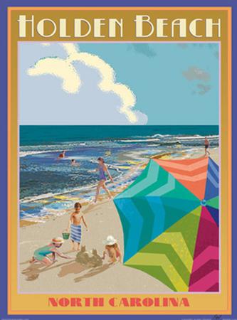 Holden Beach Poster with People on Beach, North Carolina