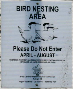 Bird Nesting Area, Signboard by NC Wildlife Commission