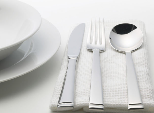 Plate, Bowl, and Cutlery on Dining Table