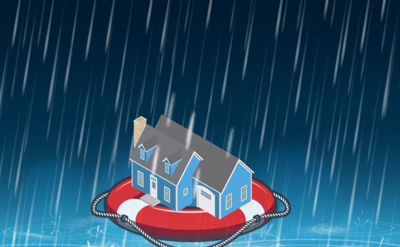 Small Boat in Water and Heavy Rain, Flood Insurance Program