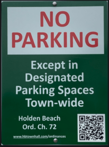 No parking except in designated parking spaces